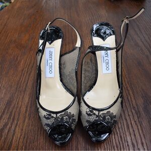 Jimmy Choo Black and Cream Heels with Timeless Elegance